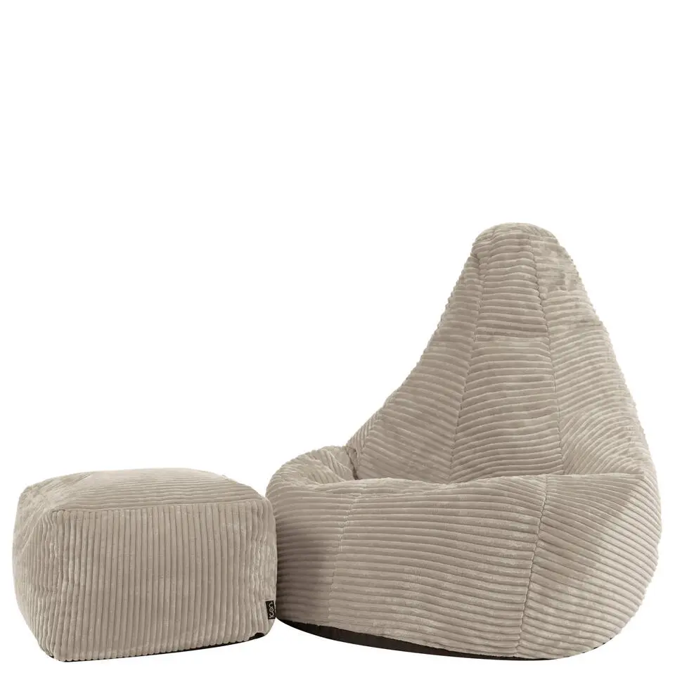 icon - Dalton Kinderzitzak Stoel met Poef - Ribfluweel - Beige