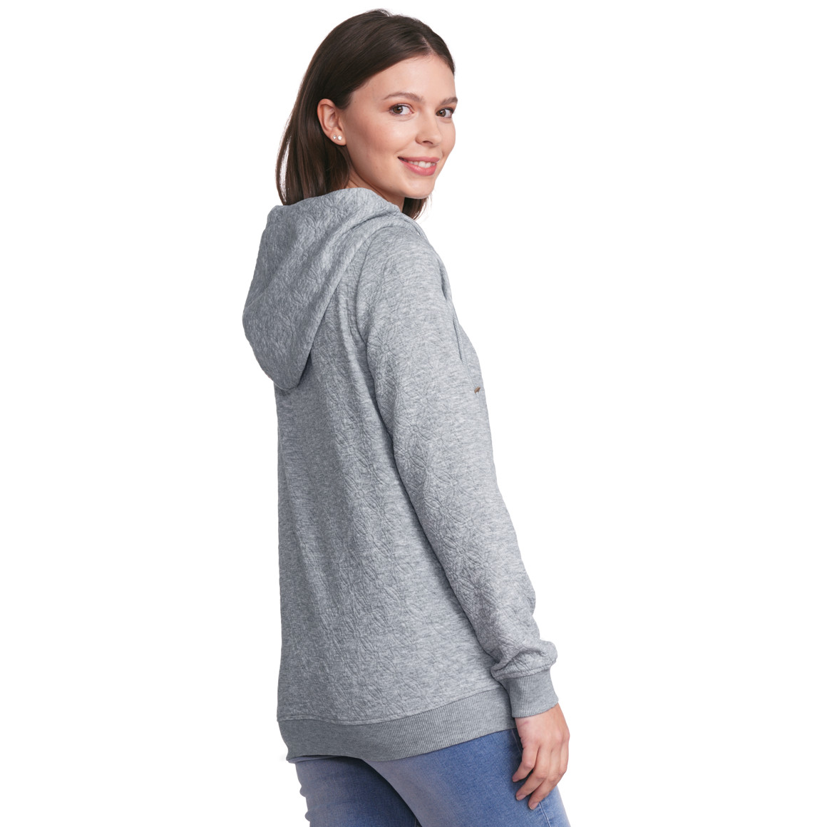 Gina Damen Hoodie mit Strukturmuster hellgrau