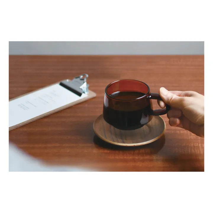 Kinto Tasse et soucoupe Sepia en teck | Ambre