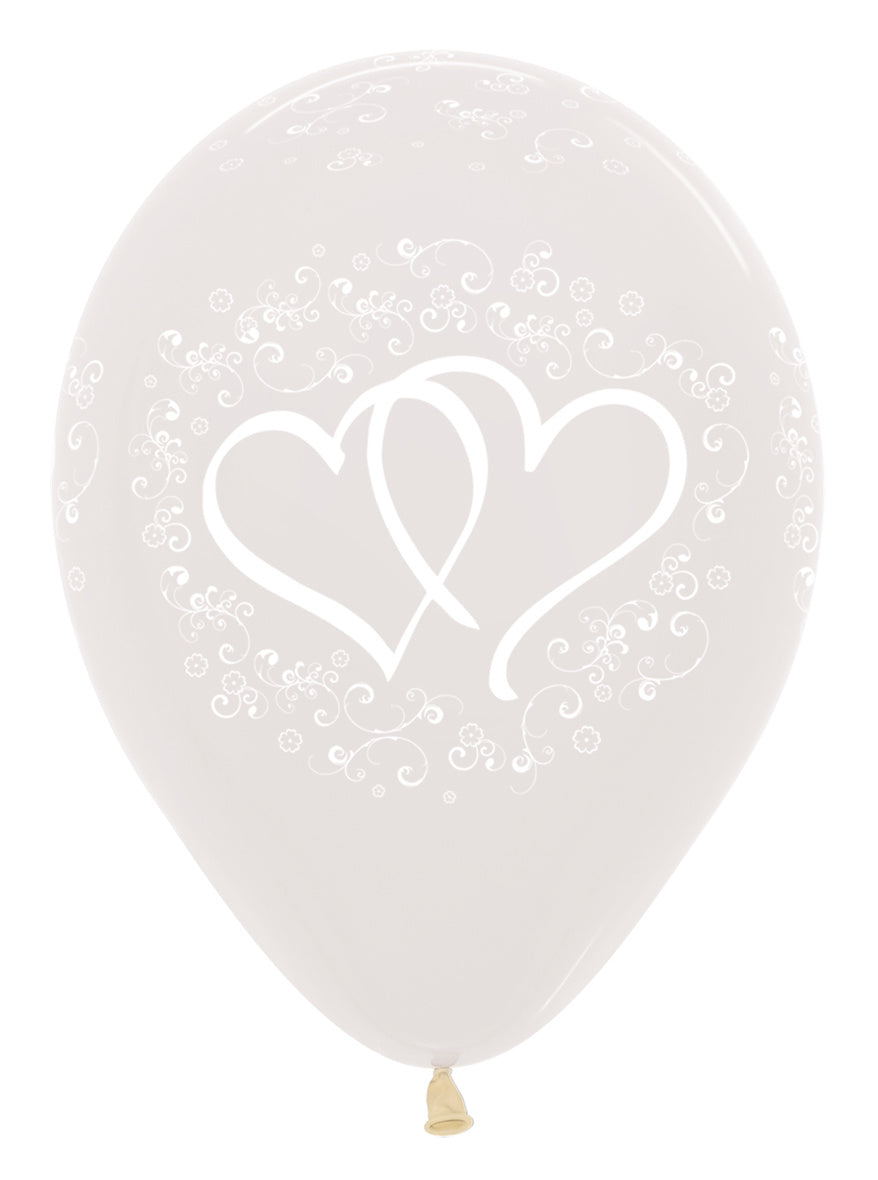 Ballonnen Entwinted Hearts Crystal Clear 30cm 25st