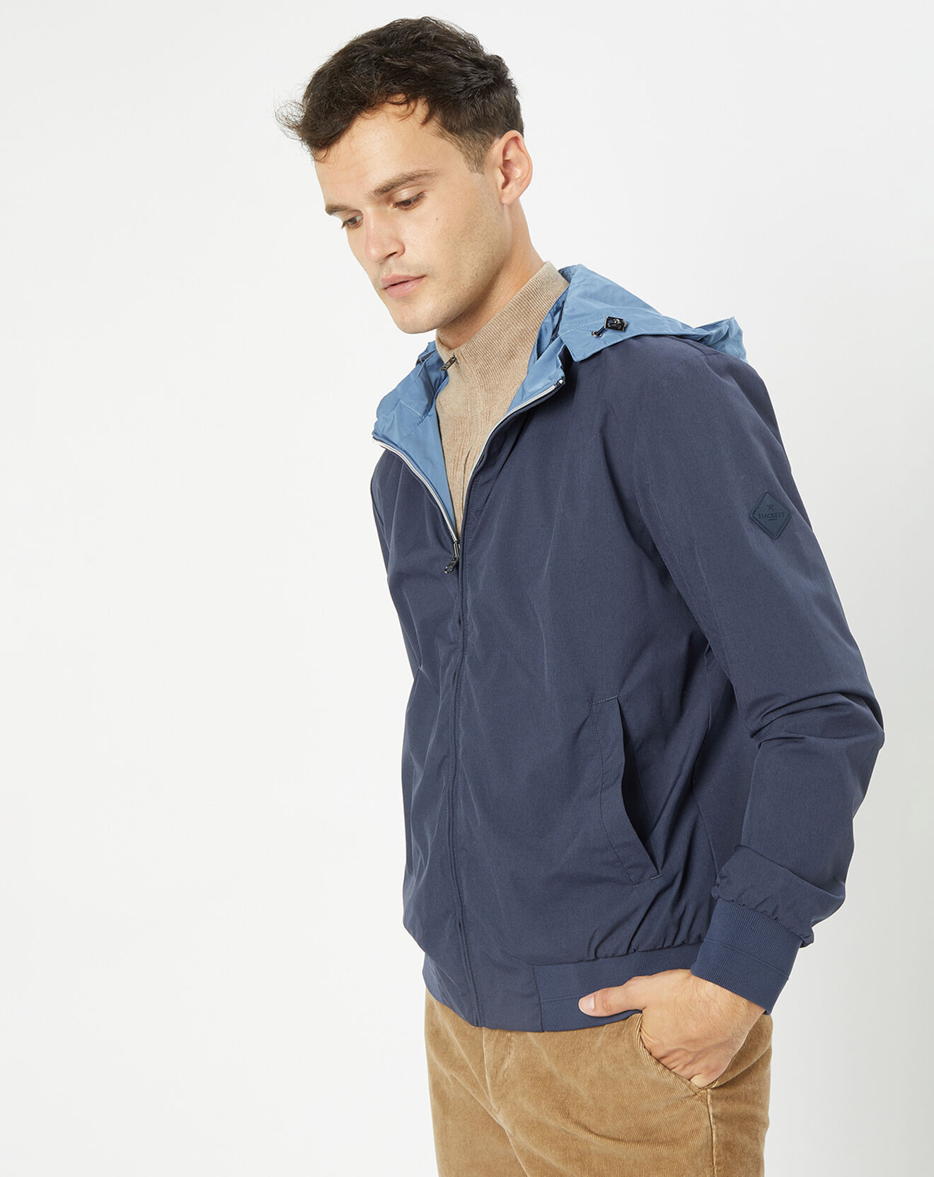 Hackett London Coupe-vent réversible à capuche bleu