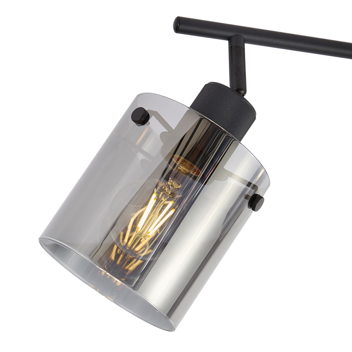 Design plafondspot zwart met smoke glas 4-lichts - Domo