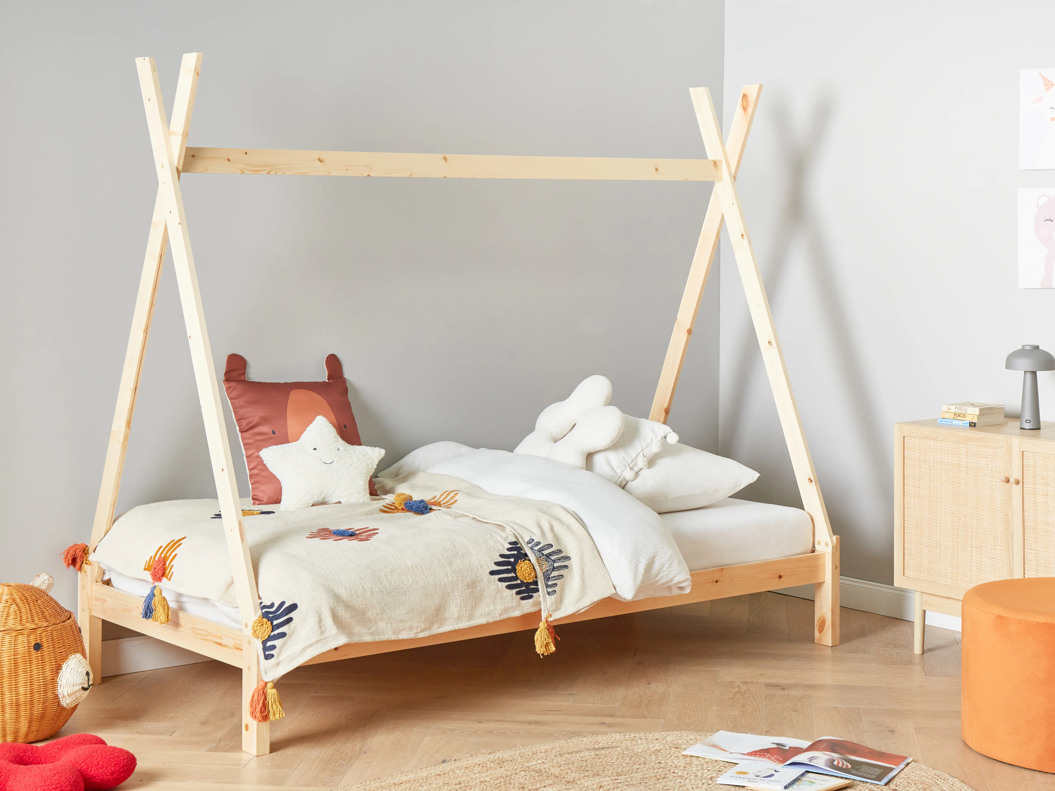 Kinderbed Tent Dennenhout DEVAY 90 x 200 cm Lichtbruin
