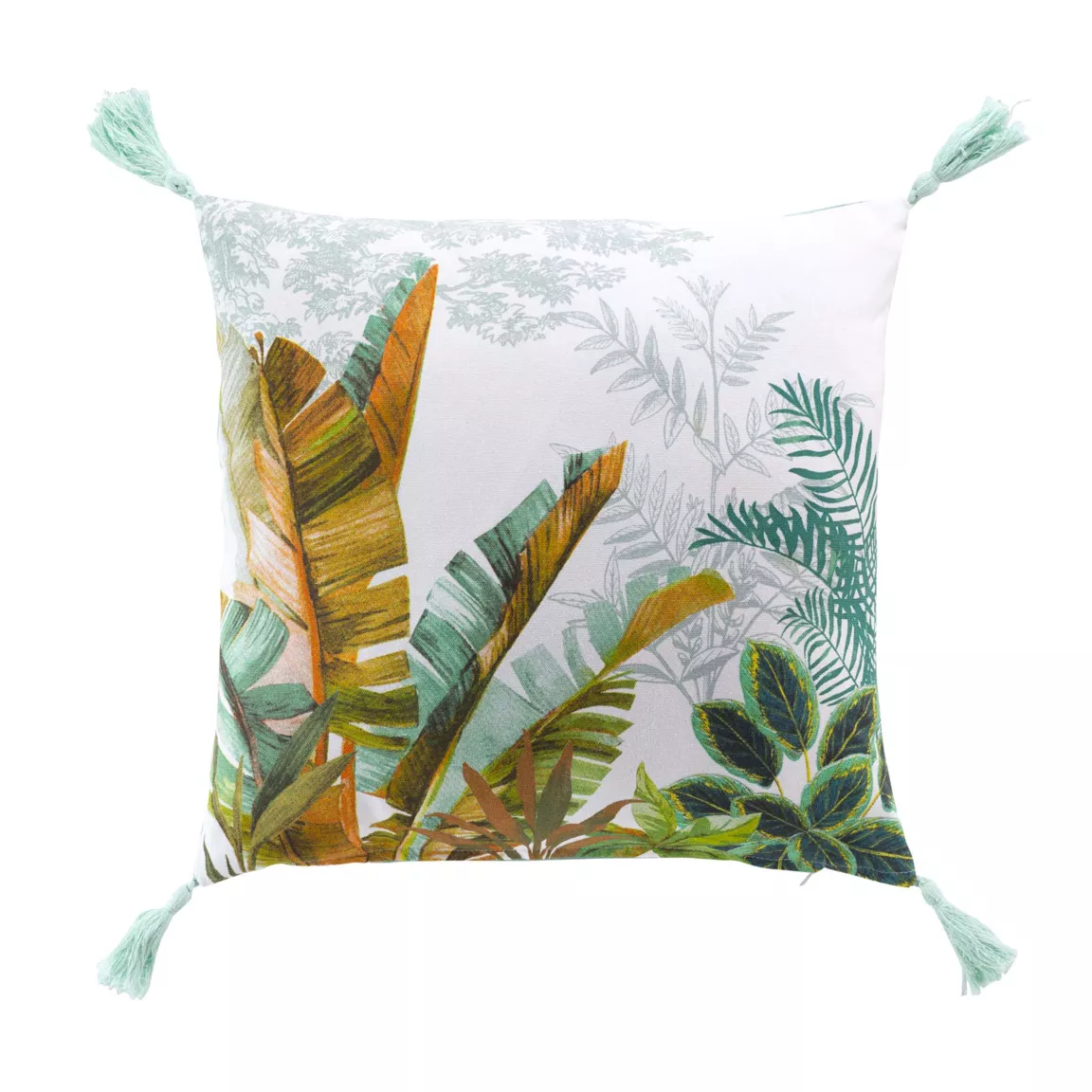 Coussin carré coton pompons (40 x 40 cm) Eden Vert