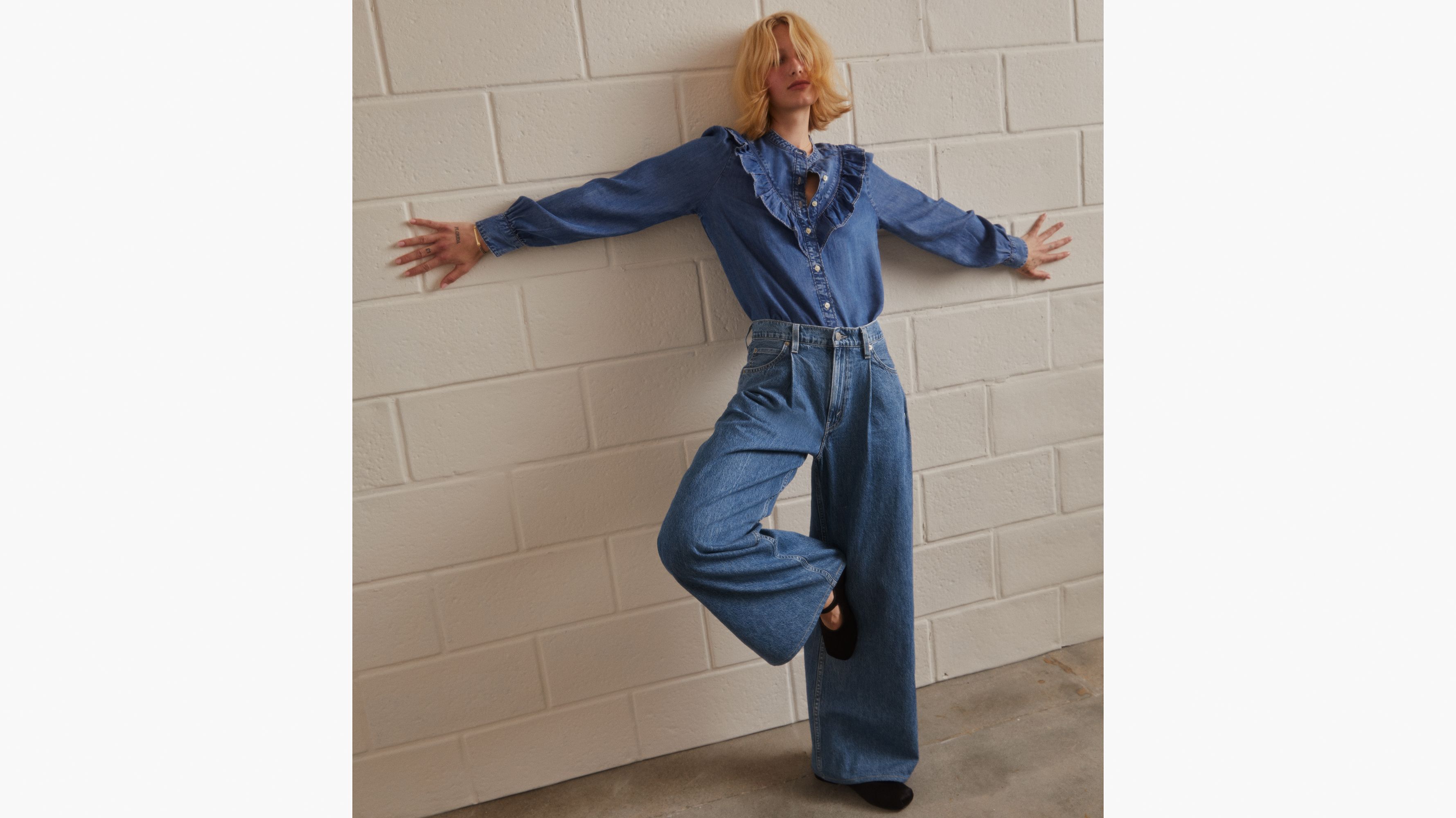 Jean Baggy Dad Wide Leg Lightweight - Cause And Effect - Bleu