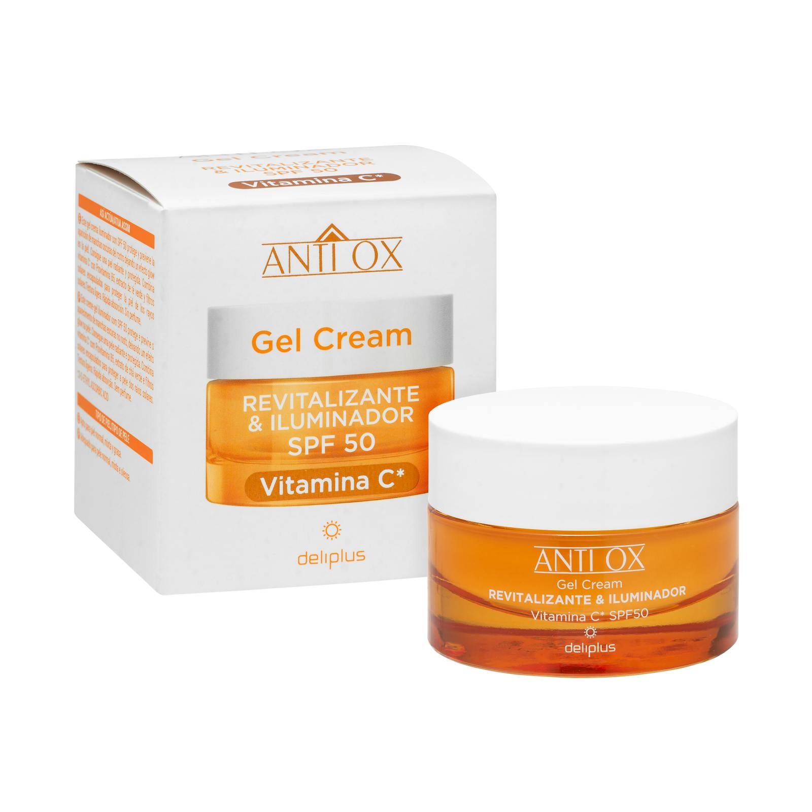 Deliplus Anti-Ox Gel-crème revitalisant et illuminateur pour le visage avec SPF 50 et vitamine C