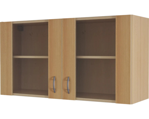 Flex Well wandkast met glazen deur Nano BxDxH 100 x 32 x 55 cm beuken mat gedemonteerd scharnier links rechts