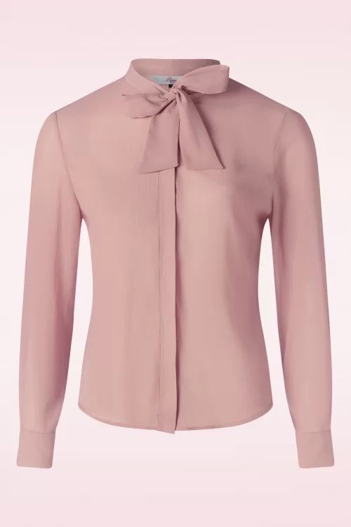 Banned Retro Pussybow please blouse in roze
