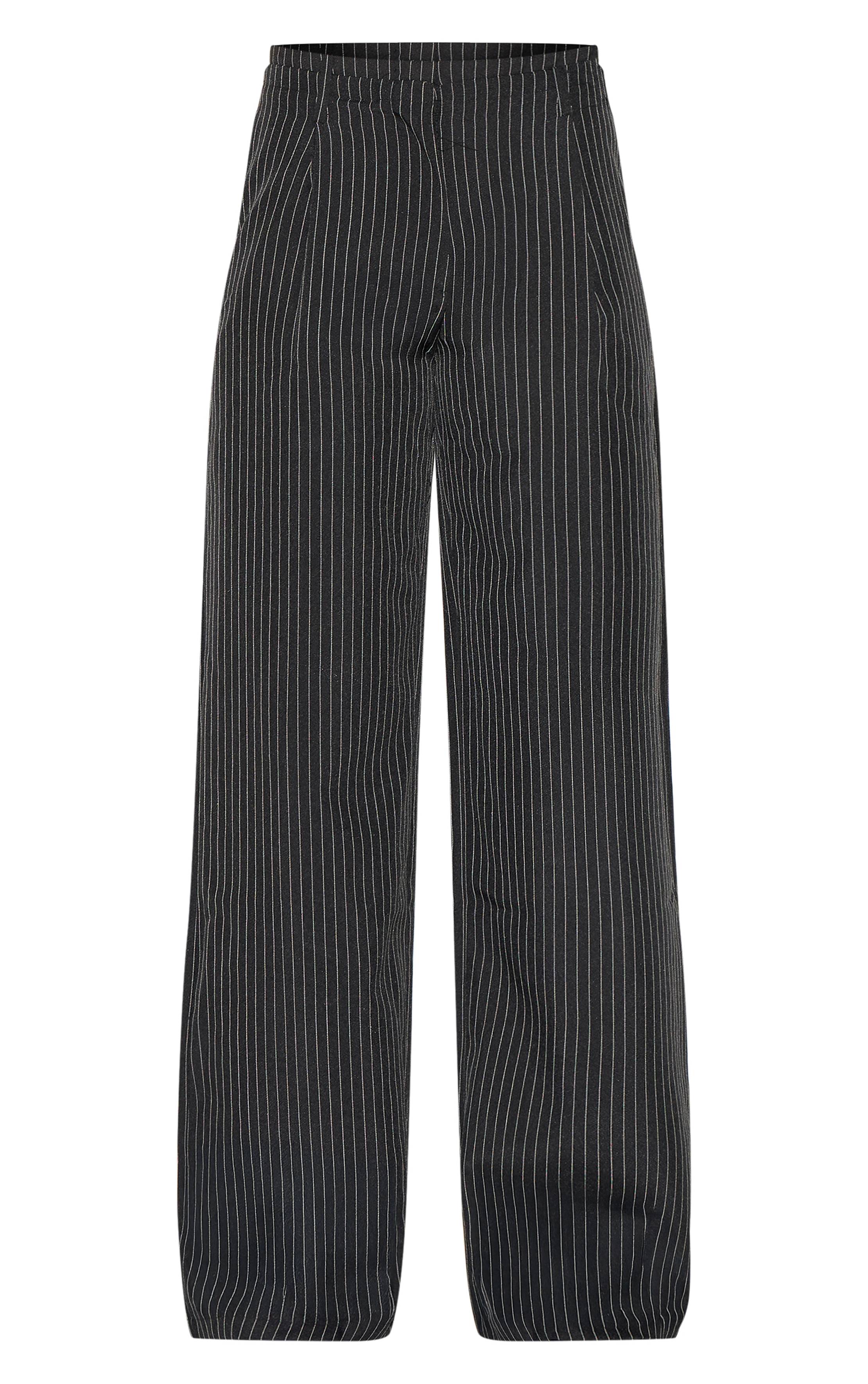 Noir Pantalon Large Tailleur À Fines Rayures Tall