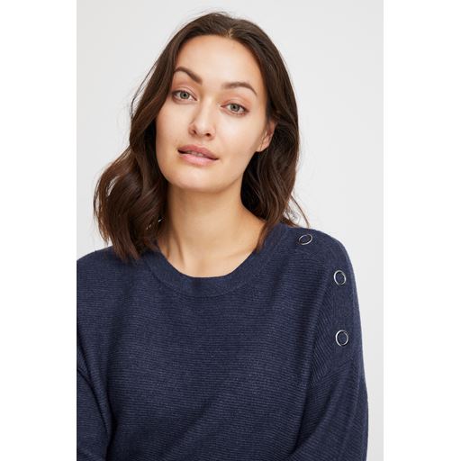 Fransa Langærmet Striktrøje, Peacoat Melange, L
