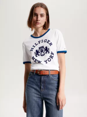 Camiseta Varsity com Logo Flocado