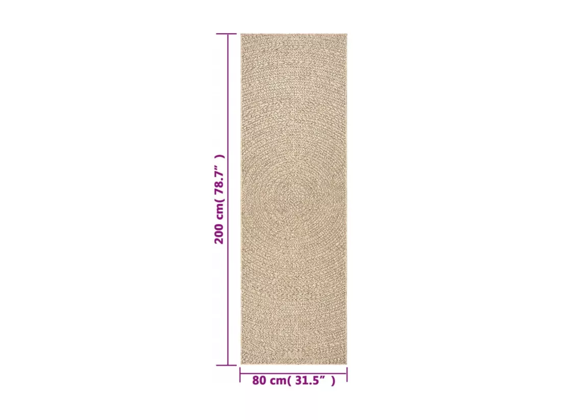 Tapis 80x200 cm aspect de jute intérieur et extérieur