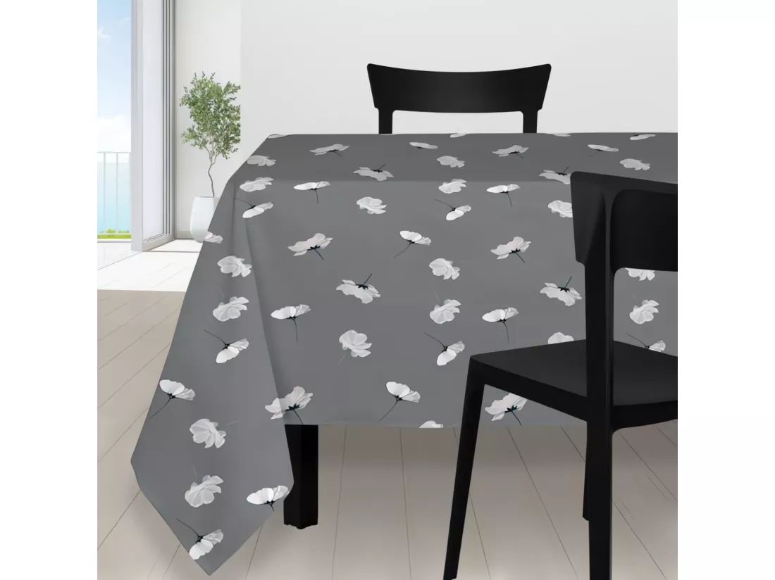 Nappe anti-tâches 140x240 cm PETALE gris par Soleil d'ocre