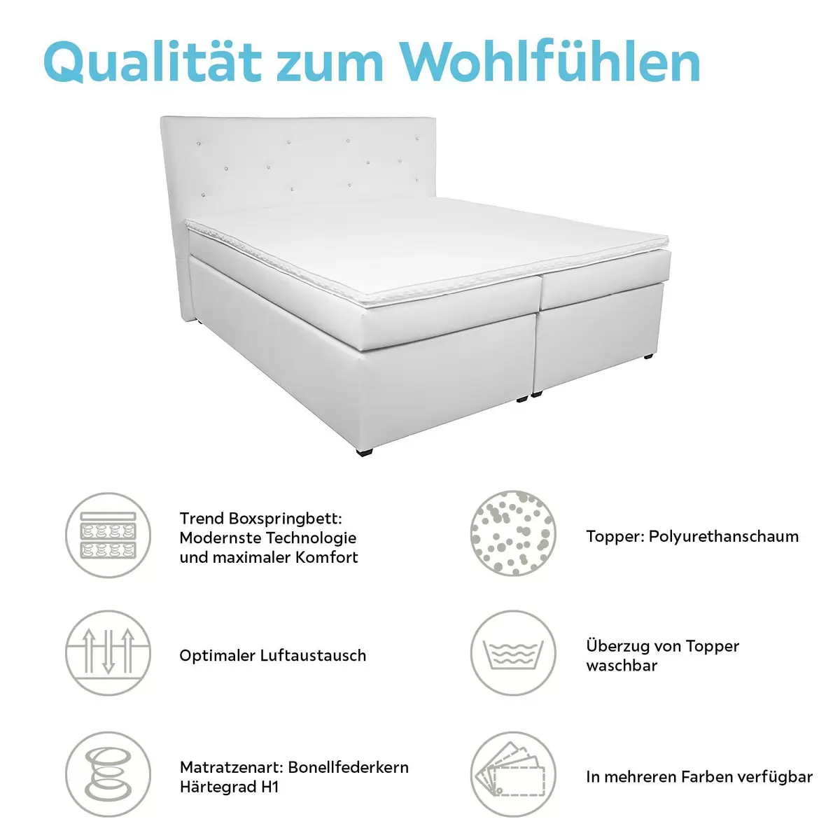 Boxspringbett Luminosa 180 x 200 weiss