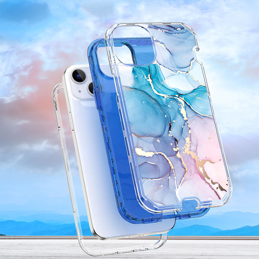 iPhone SE (2022/2020) / 8 / 7 Hybrid Hülle TPU Bumper mit Acryl Rückseite im Marble Marmor Design - Style 5