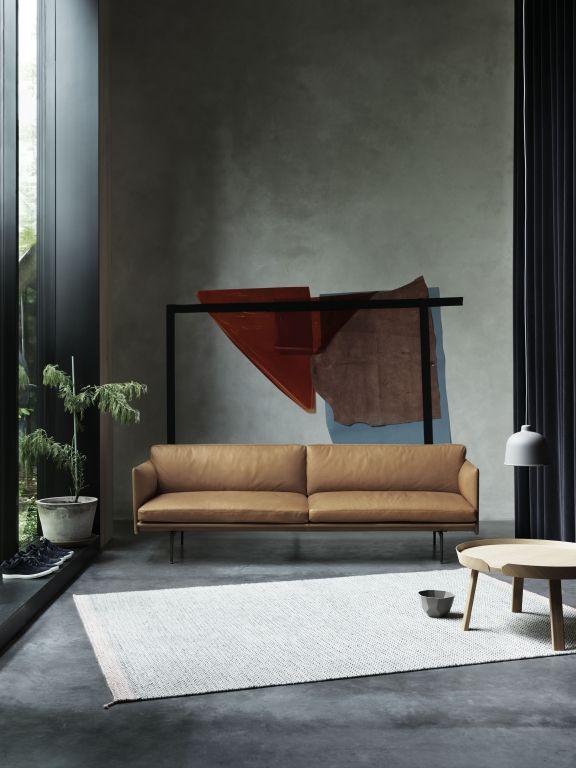 Muuto Outline bank 3-zits Remix 163, onderstel zwart