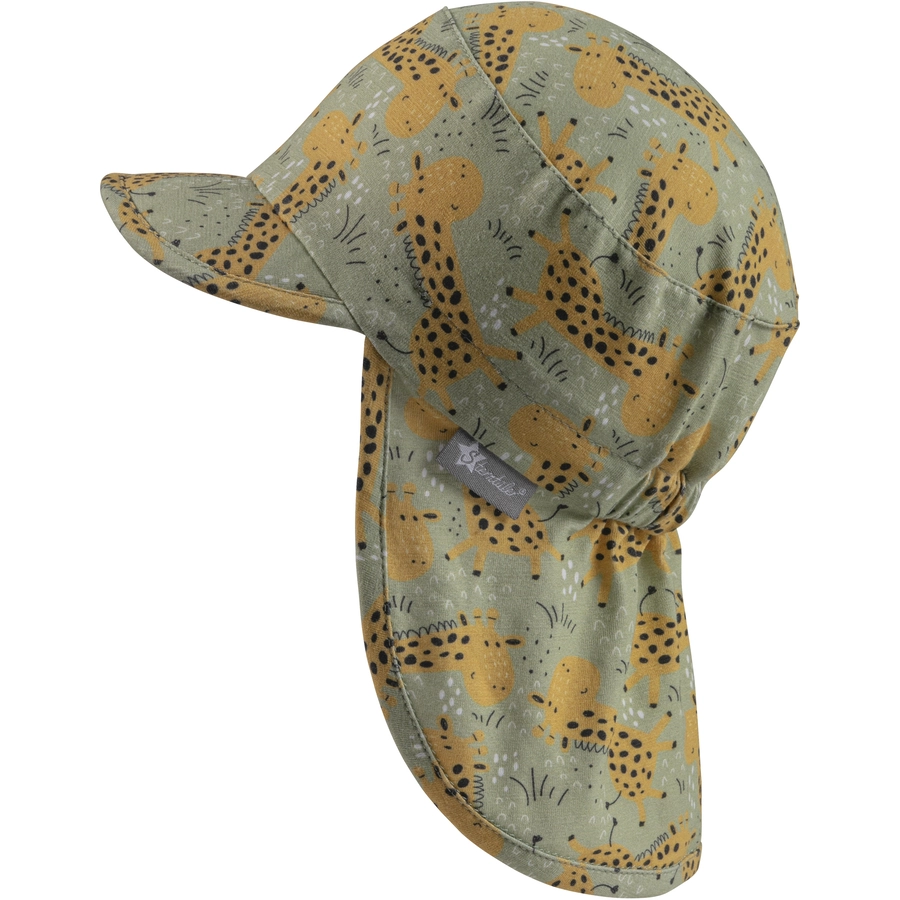Sterntaler Schirmmütze mit Nackenschutz Giraffen blassgrün