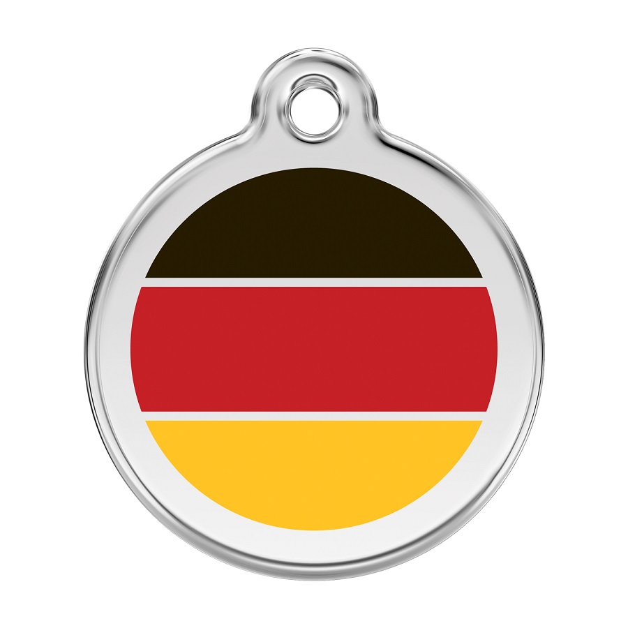 Placa de identificação para cães em aço inoxidável esmaltado com a bandeira alemã