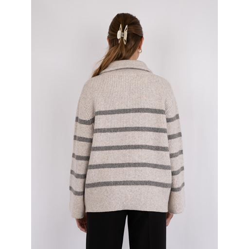 Neo Noir Nevena Stripe Striktrøje, Sand/Grey, 40