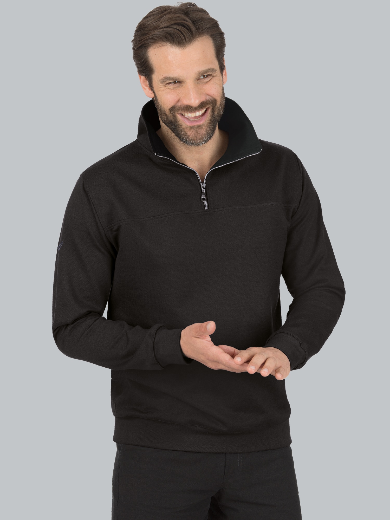 Sweatshirt mit Reißverschluss Schwarz