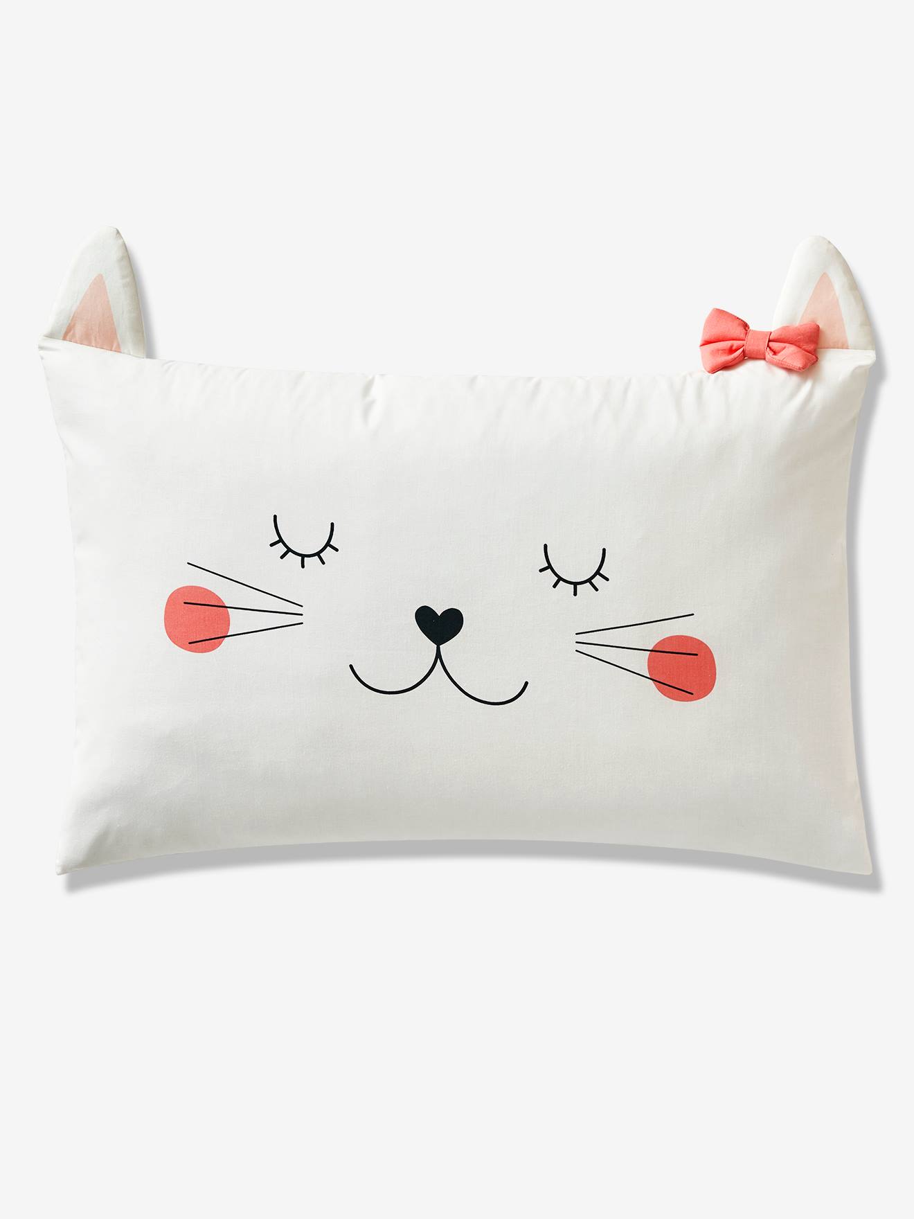 Conjunto infantil Chat Waou com capa de edredom e fronha, azul escuro liso com estampas.