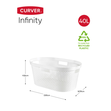 Curver Infinity Dots wasmand 40 liter wit