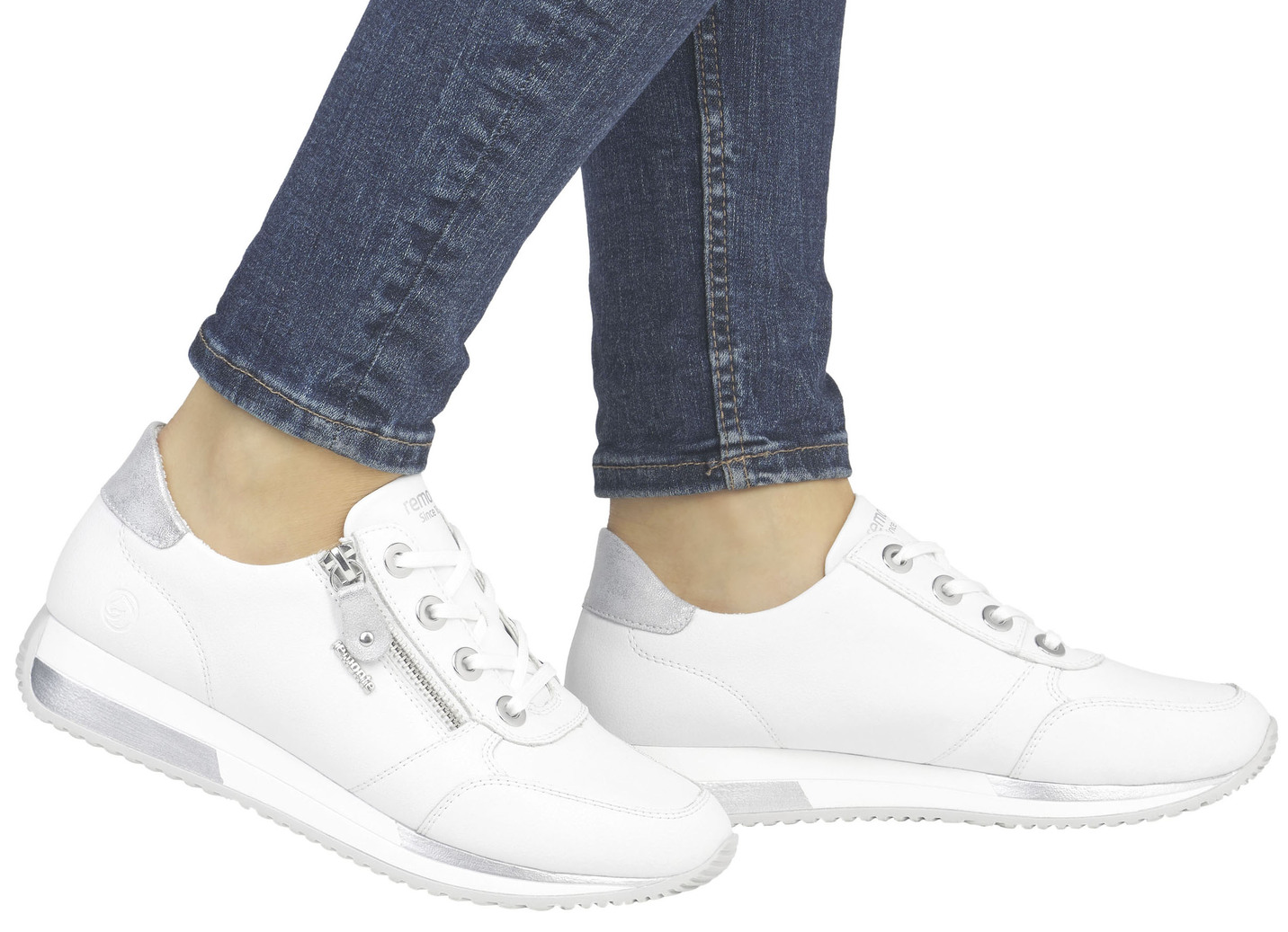 Remonte Schnür-Sneaker mit silberfarben schimmerndem Kontrast-Besatz