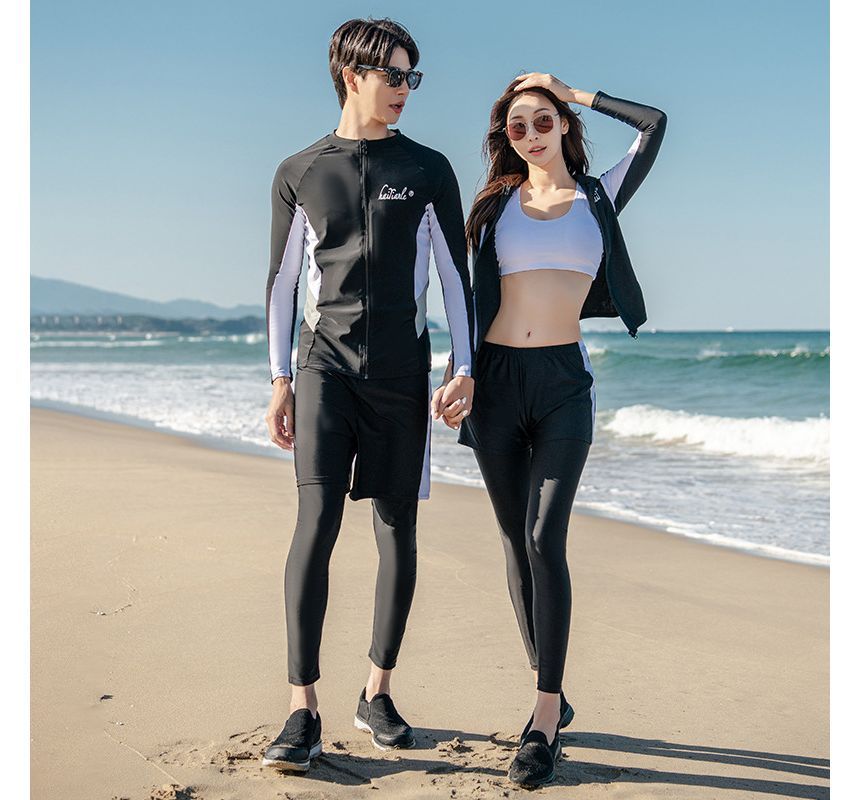 Equalipuro - Matching Lettering Two-Tone Tankini / Zwembroek / Zwemshort / Rash Guard / Set voor koppels