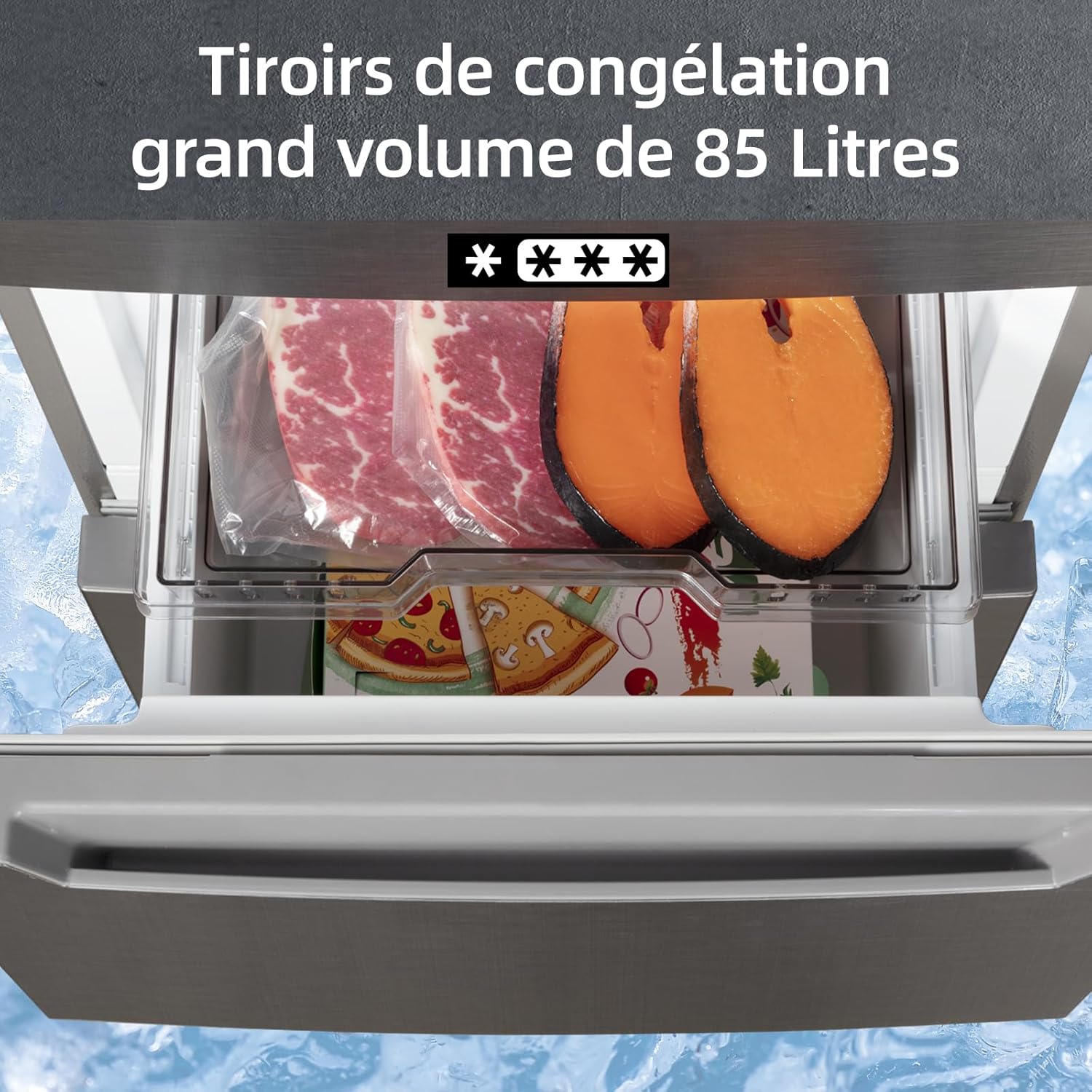 CHIQ Réfrigérateur autoportant sans givre 282 L, noir