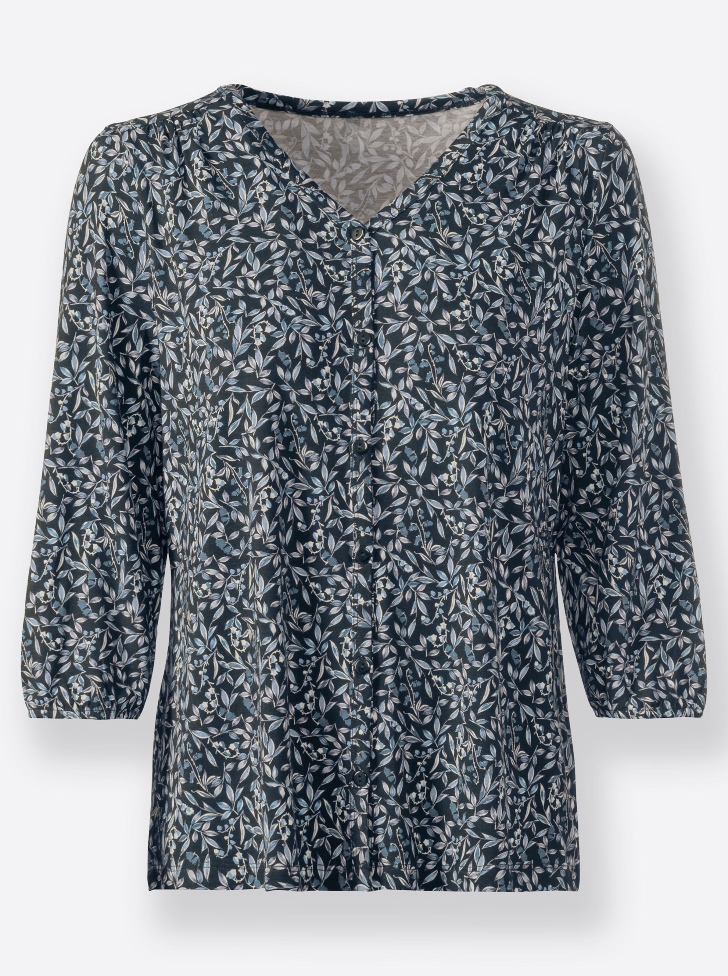 Print-Shirt in marine-taubenblau-bedruckt