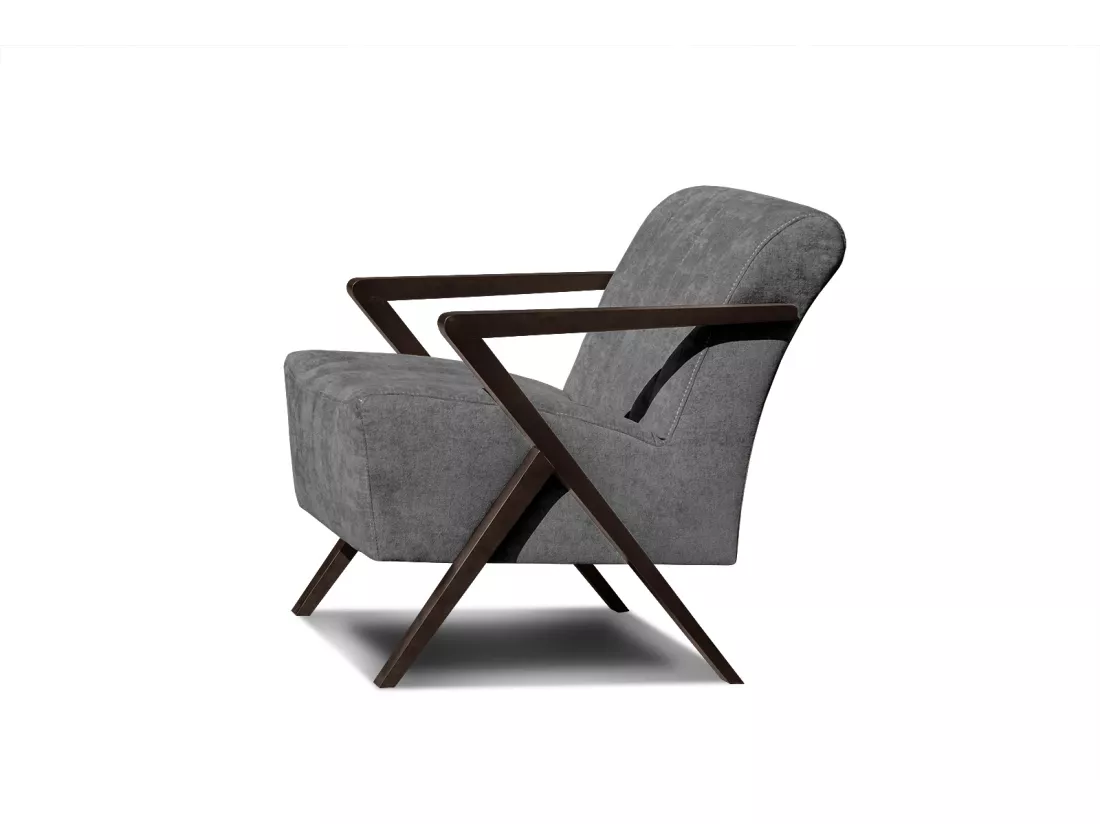 Fauteuil fixe Lebron, tissu gris
