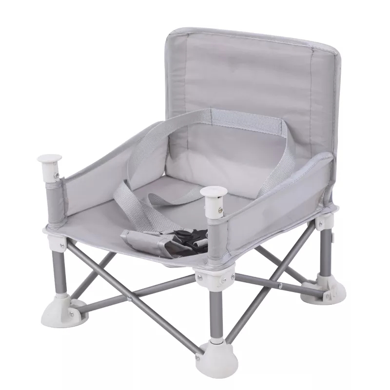 Faltbarer Baby Stuhl Reise Kinder Sitz mit Sicherheitsgurt   Tisch - Grau / Weiss