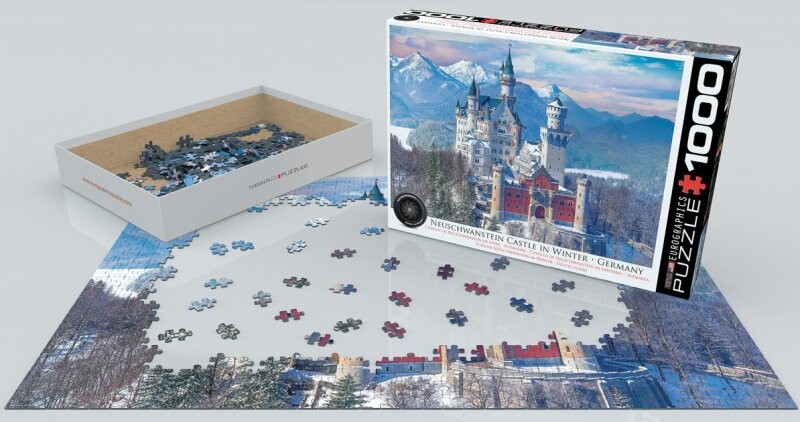 Puslespil Med 1000 Brikker - Slot - Neuschwanstein - Vinter
