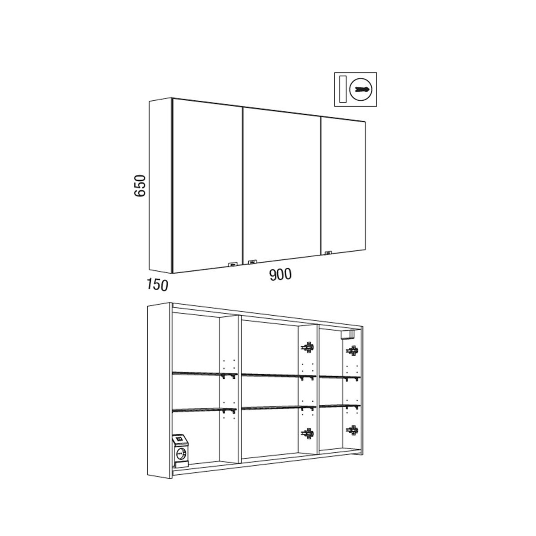 Muebles Ally spiegelkast 90x65cm