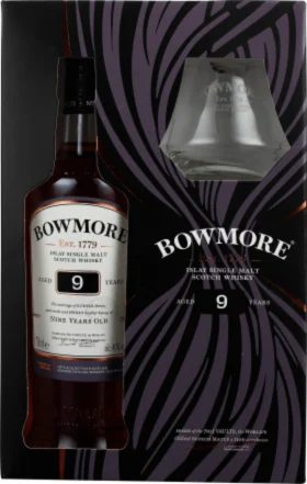 BOWMORE 9 YEARS GIFTSET SINGLE MALT 70CL