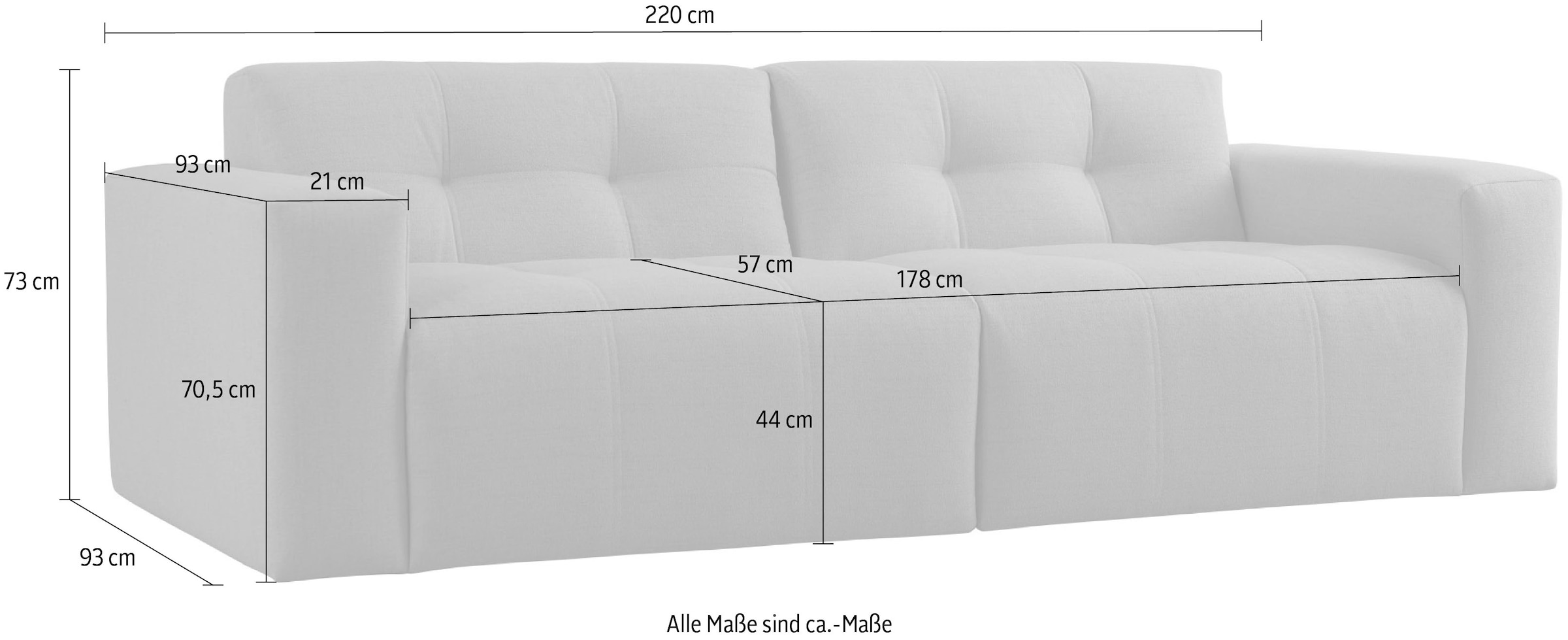 GOODproduct 3-Sitzer »Tapley« Breite 220 cm,Boucle, Struktur fein, mit Knopfsteppung, bodentief