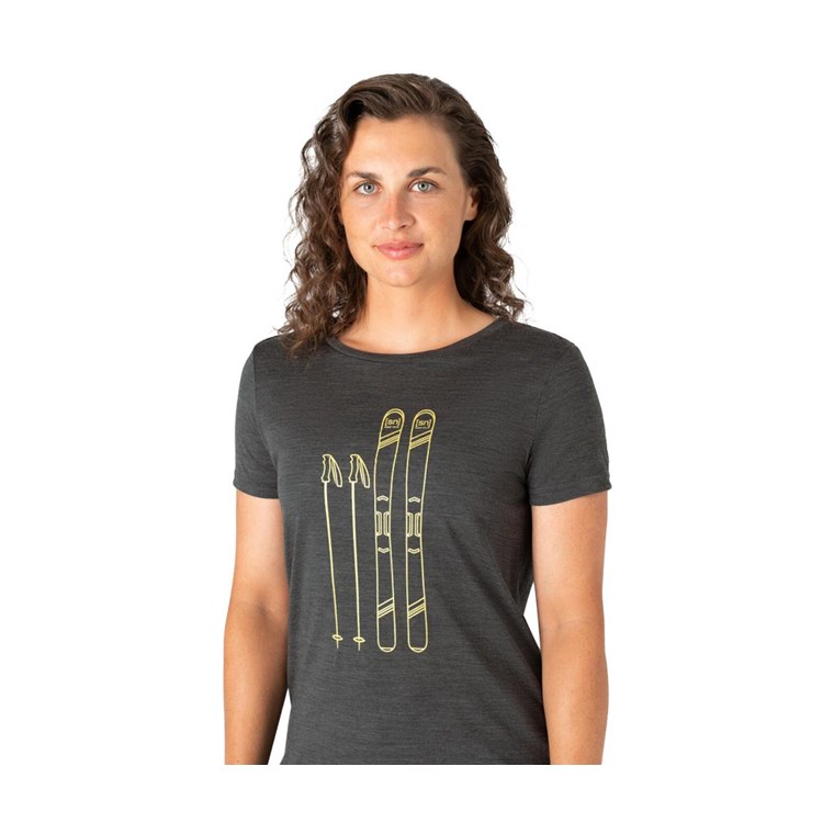 Super.natural Skiing Tee Women Pirate Grey Melange/Gold