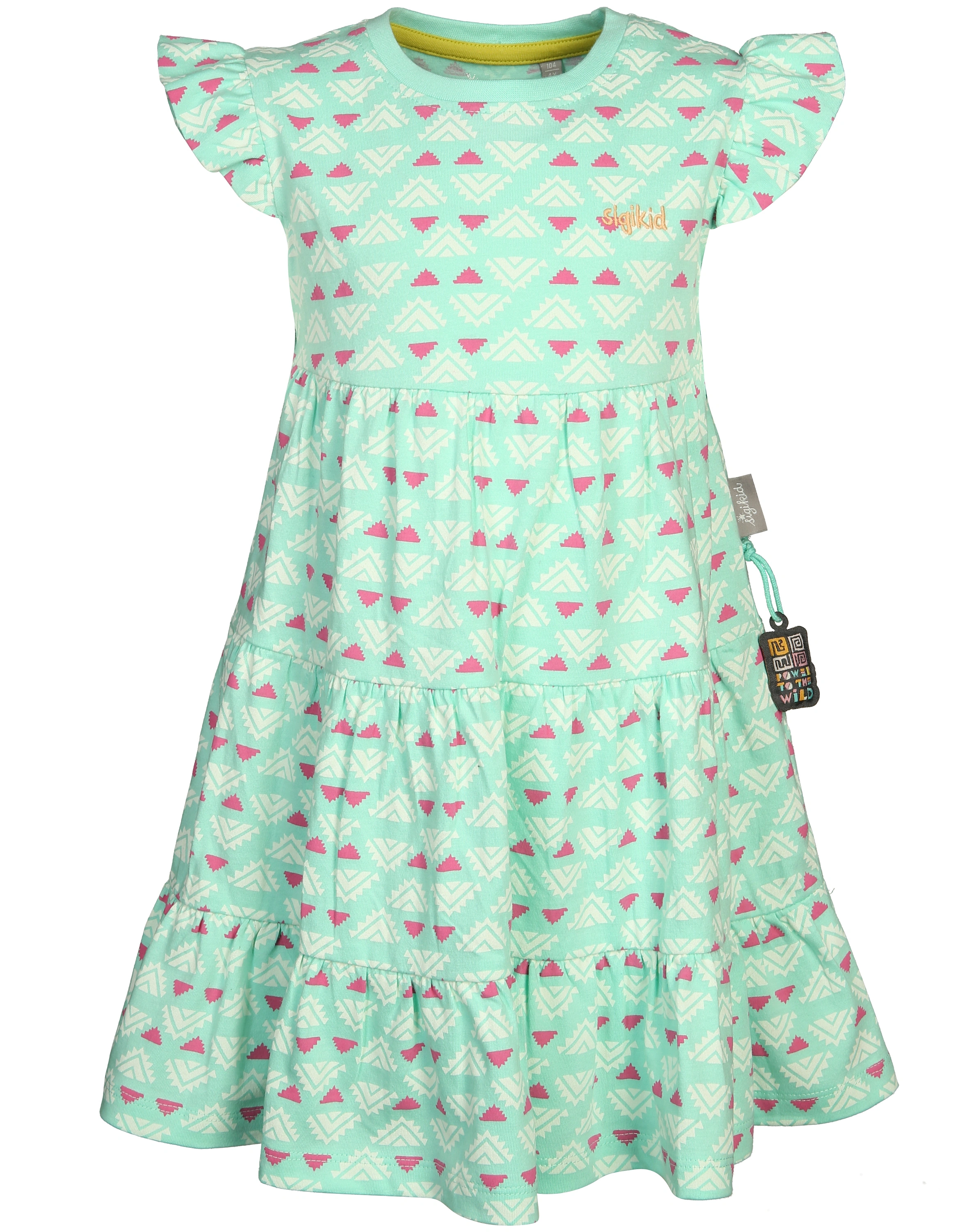Kleid ETHNO mit Flügelärmeln in mint