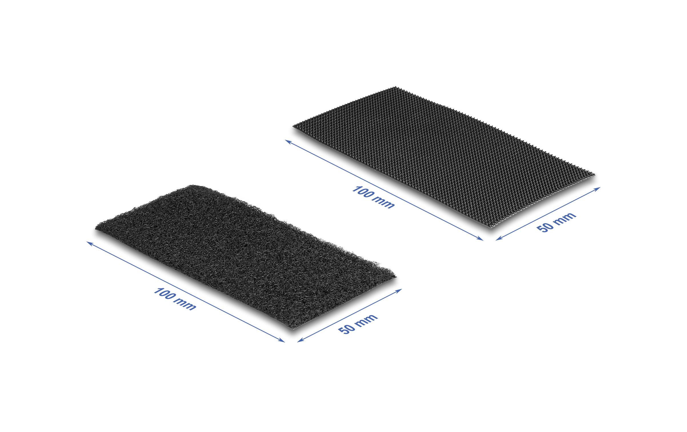 Klettrechtecke Schwarz 0.1 m x 50 mm, 10 StückDelock Klettpad selbstklebend mit Haft- und Flauschpad L 100 x B 50 mm Set 10 Stück schwarz