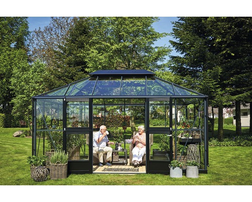 JULIANA Grand Oase kas 13,0 m² 3 mm veiligheidsglas 439 x 296 cm antraciet/zwart