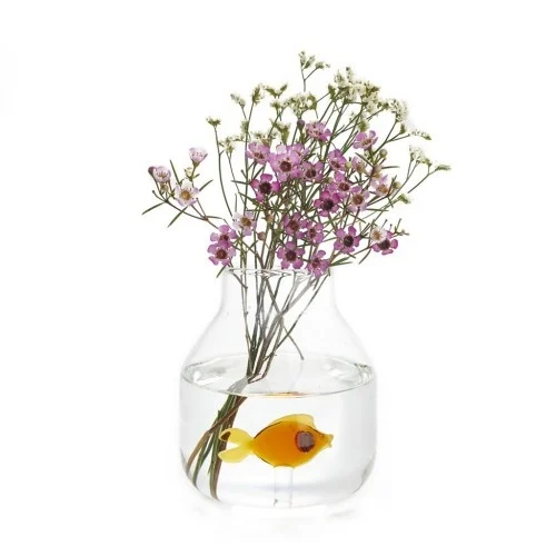 Vaso cônico Balvi com peixe de vidro