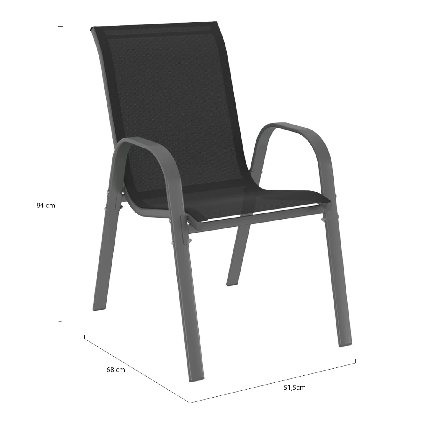 Lot de 4 chaises de jardin LYMA métal et textilène empilables mix color gris, noir et bleu