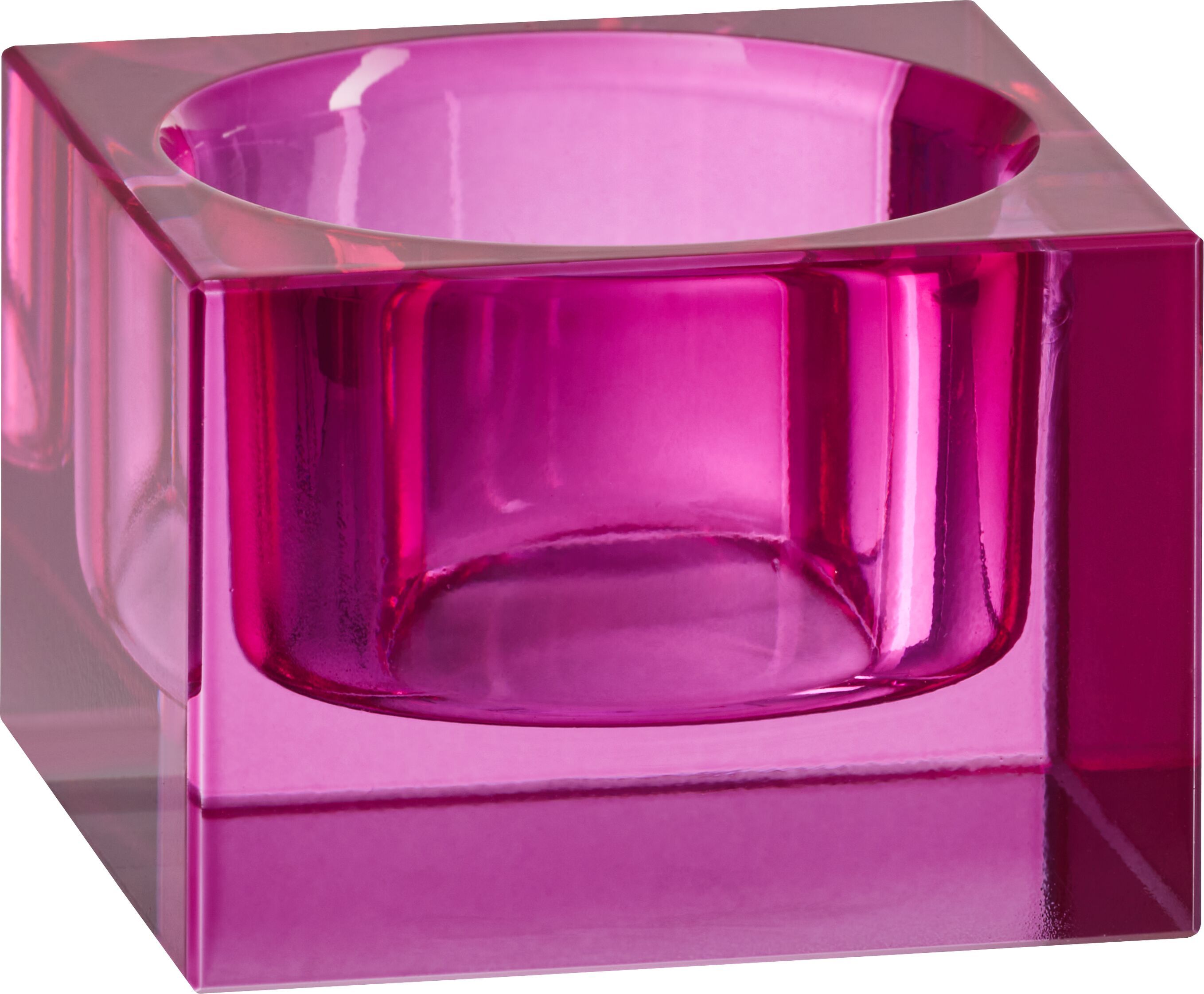 LAURA Teelichthalter - Pink / B: 5.0 cm x T: 5.0 cm x H: 3.2 cm