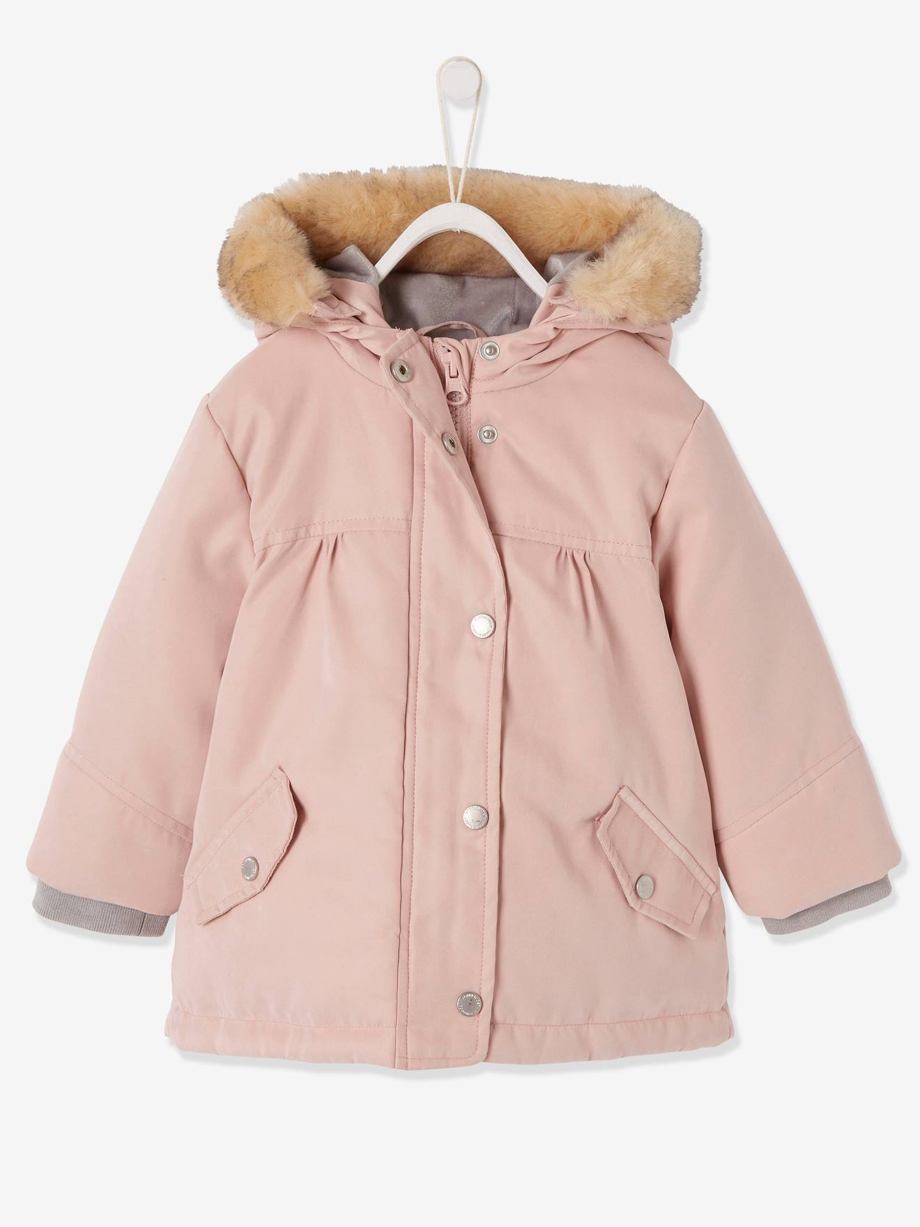 Parka 3 em 1 para bebê menina, azul escuro liso