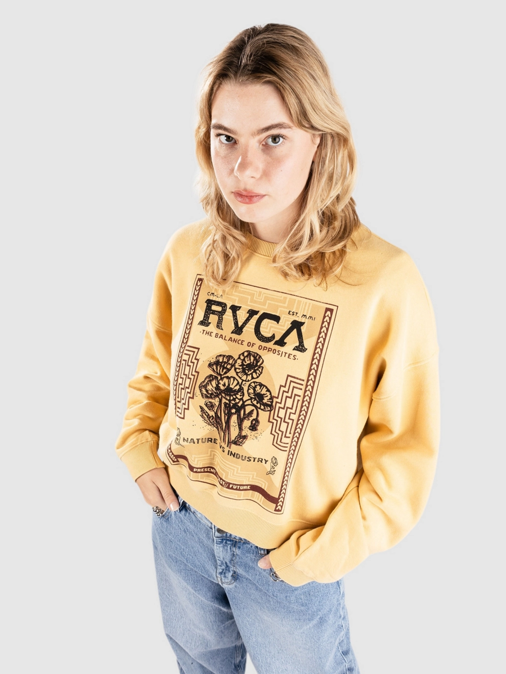 RVCA Court Crew Sweater sahara sun