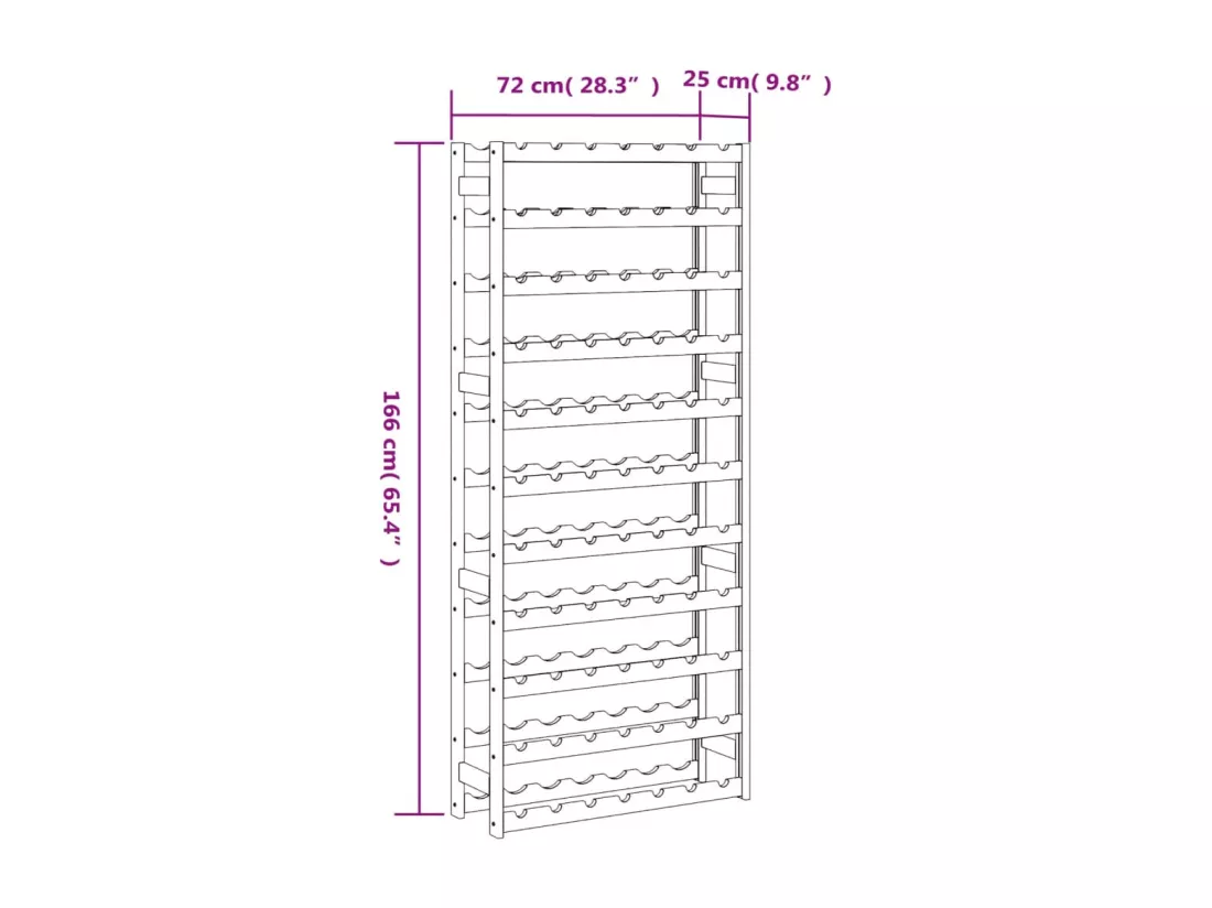 Casier à bouteilles pour 77 bouteilles marron bois pin solide