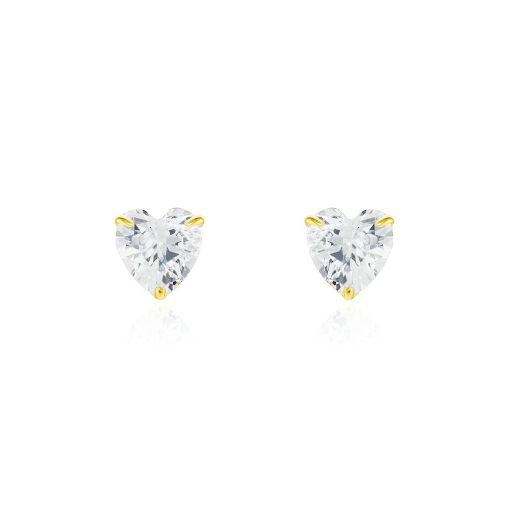 Boucles D'oreilles Puces Or Jaune Katherine Oxyde De Zirconium