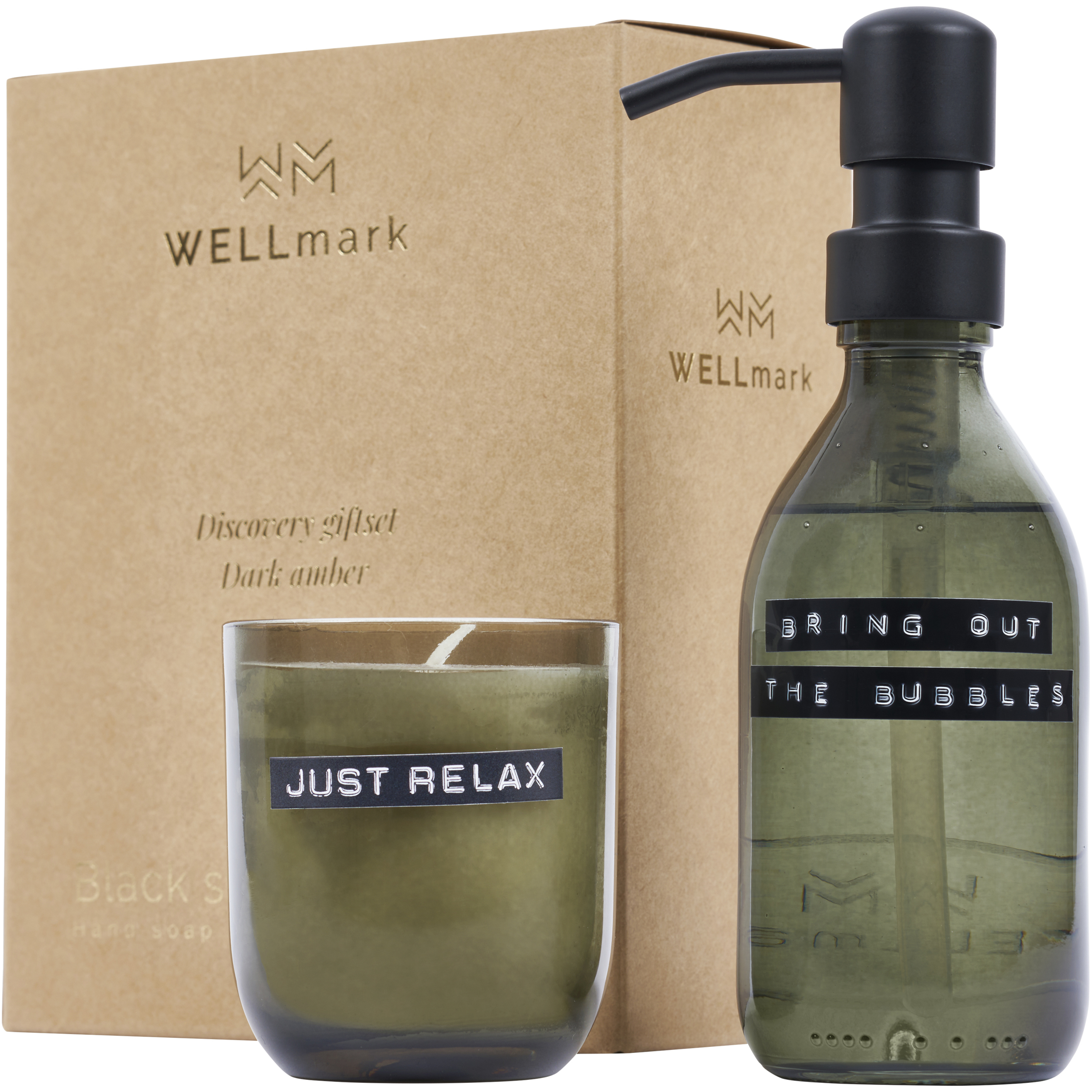 WELLmark 126311 - Ensemble Ambre Noir: Distributeur de Savon et Bougie