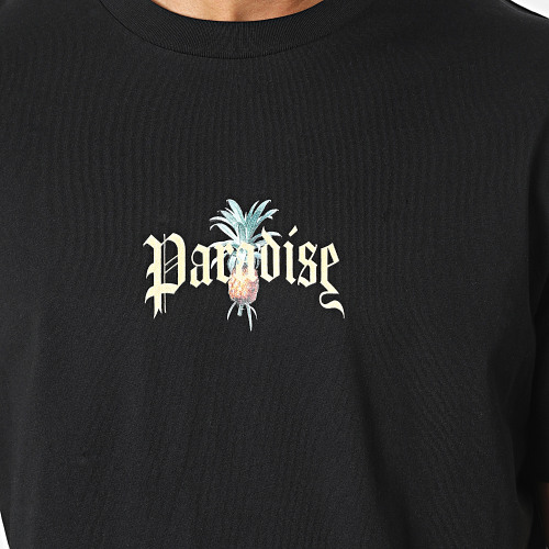 Tee Shirt Oversize Large Paradise Parrot Noir