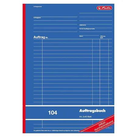 Herlitz Formularbuch Auftrag 104, DIN A4, 2 x 40 Blatt